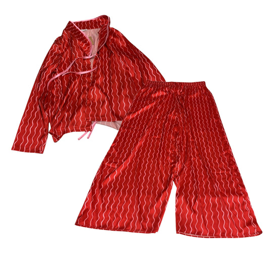 Lounge Set Pants By Vestique In Pink & Red, Size: M