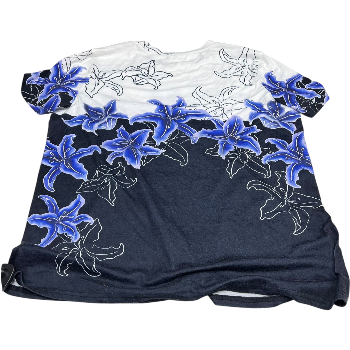 Top Short Sleeve By Just Fashion Now In Blue & White, Size: 3x