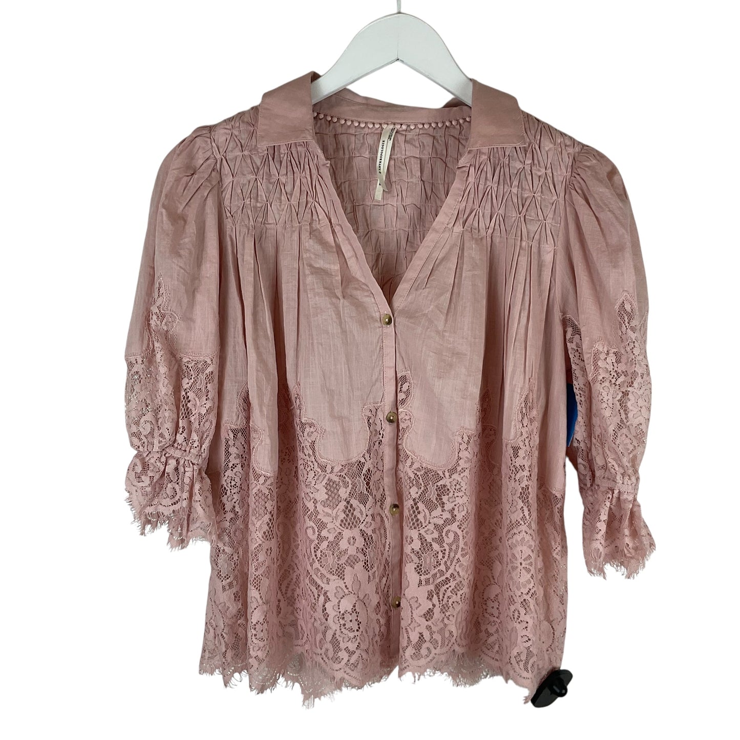 Top Short Sleeve By Anthropologie In Pink, Size: Xxs