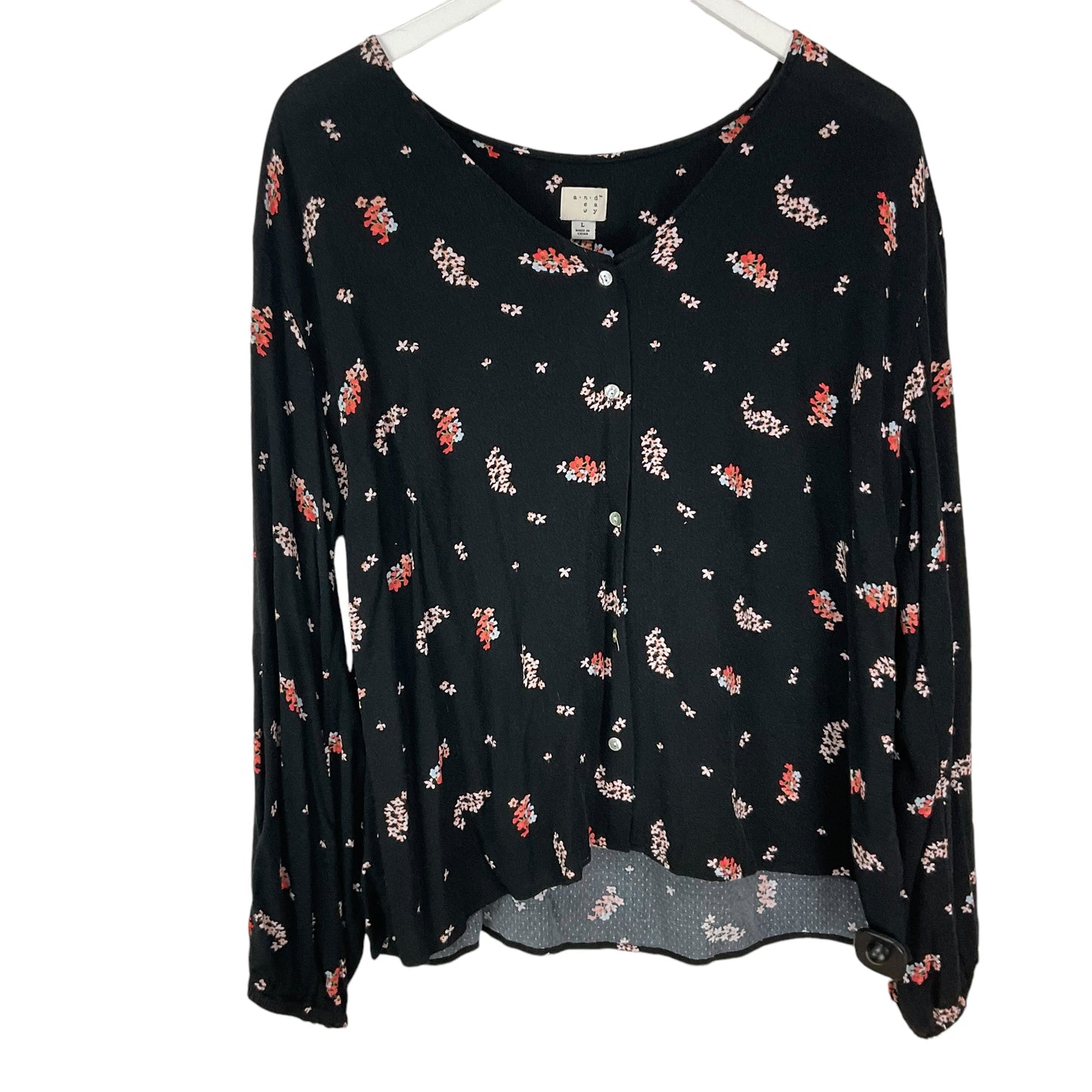 Top Long Sleeve By A New Day In Black, Size: L