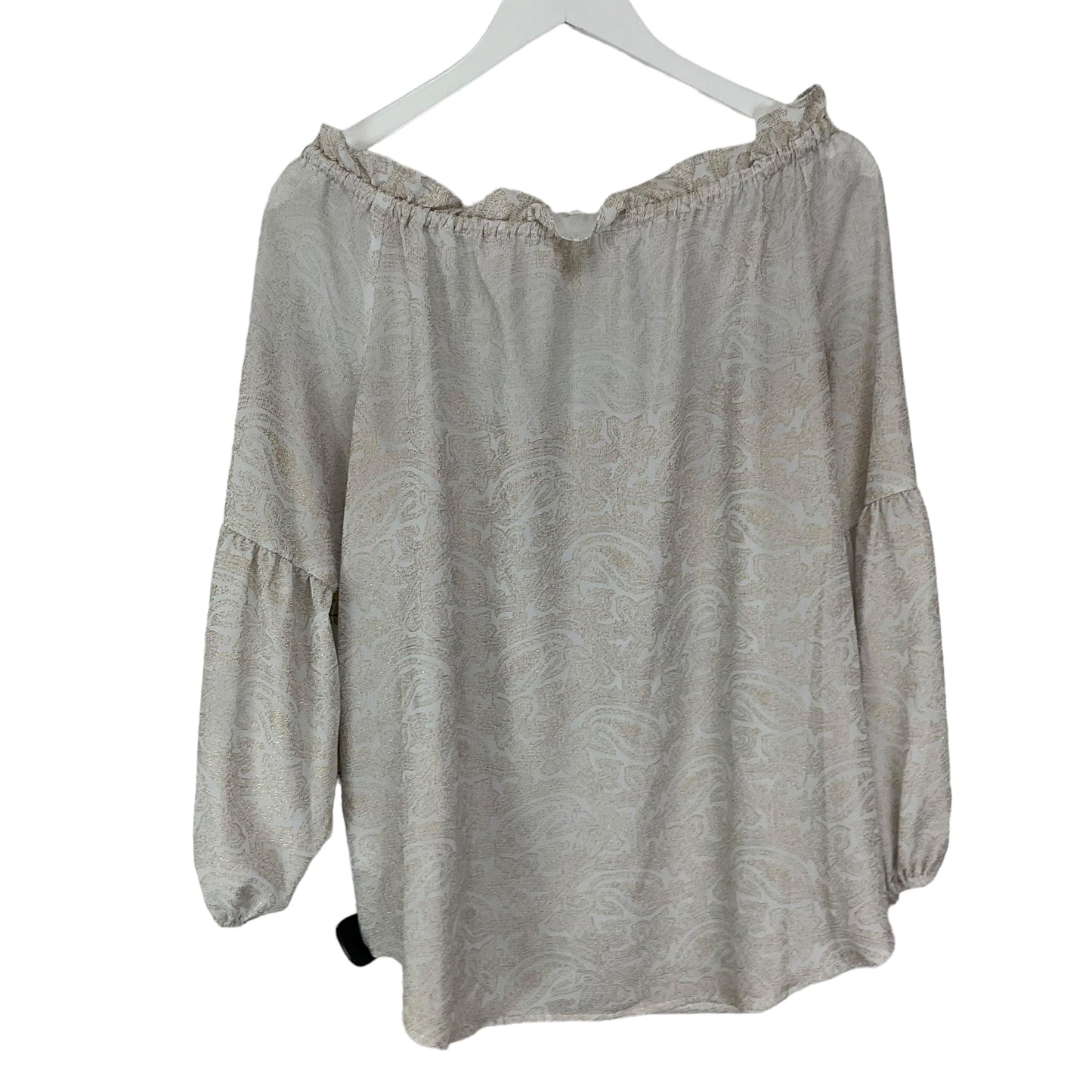 Cream Top Long Sleeve Designer Michael By Michael Kors, Size L