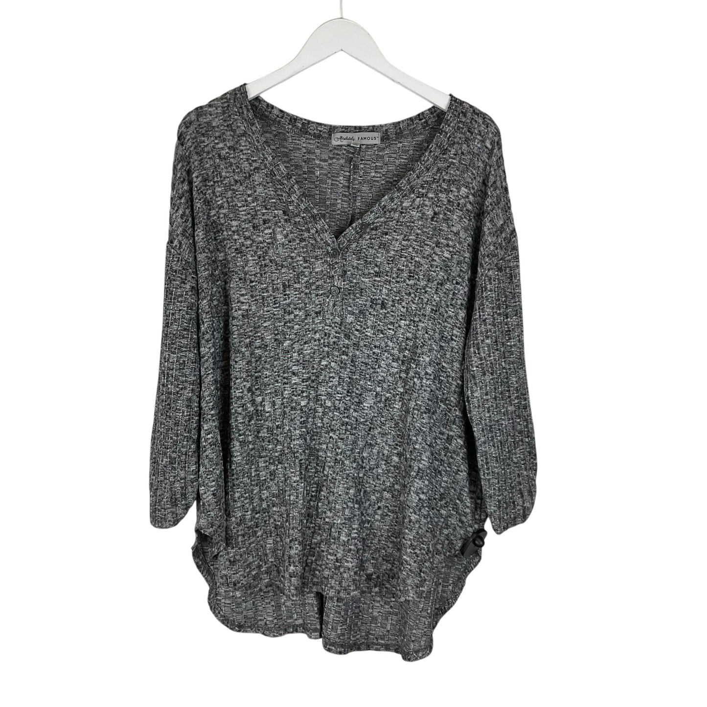 Top Long Sleeve Basic By Absolutely Famous In Grey, Size: 1x