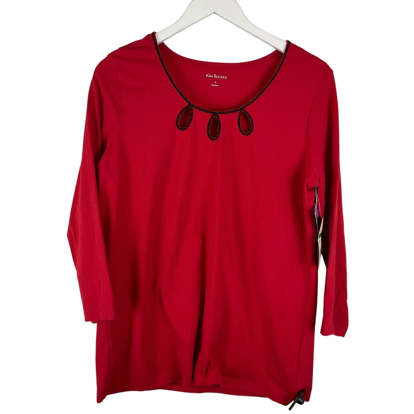 Top Long Sleeve By Kim Rogers In Red, Size: L