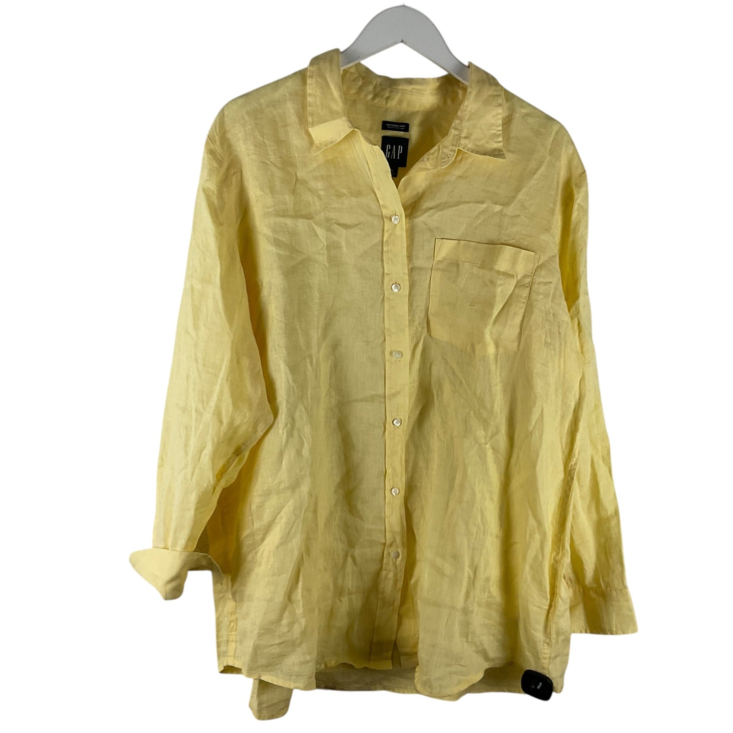 Top Long Sleeve Basic By Gap In Yellow, Size: Xl