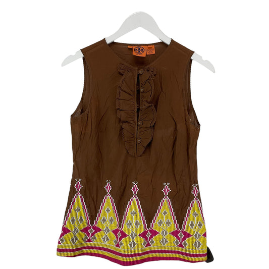 Brown Top Sleeveless Designer Tory Burch, Size 4