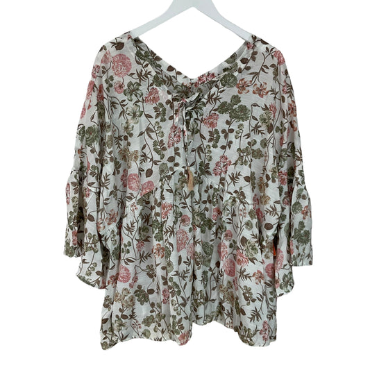 Floral Print Top Long Sleeve Cato, Size 22