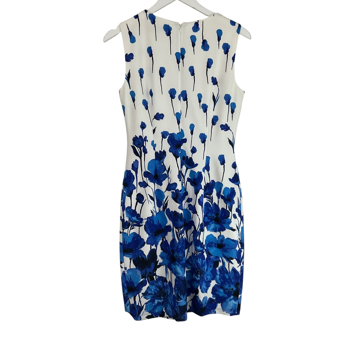 Dress Casual Midi By Kasper In Blue & White, Size: 4