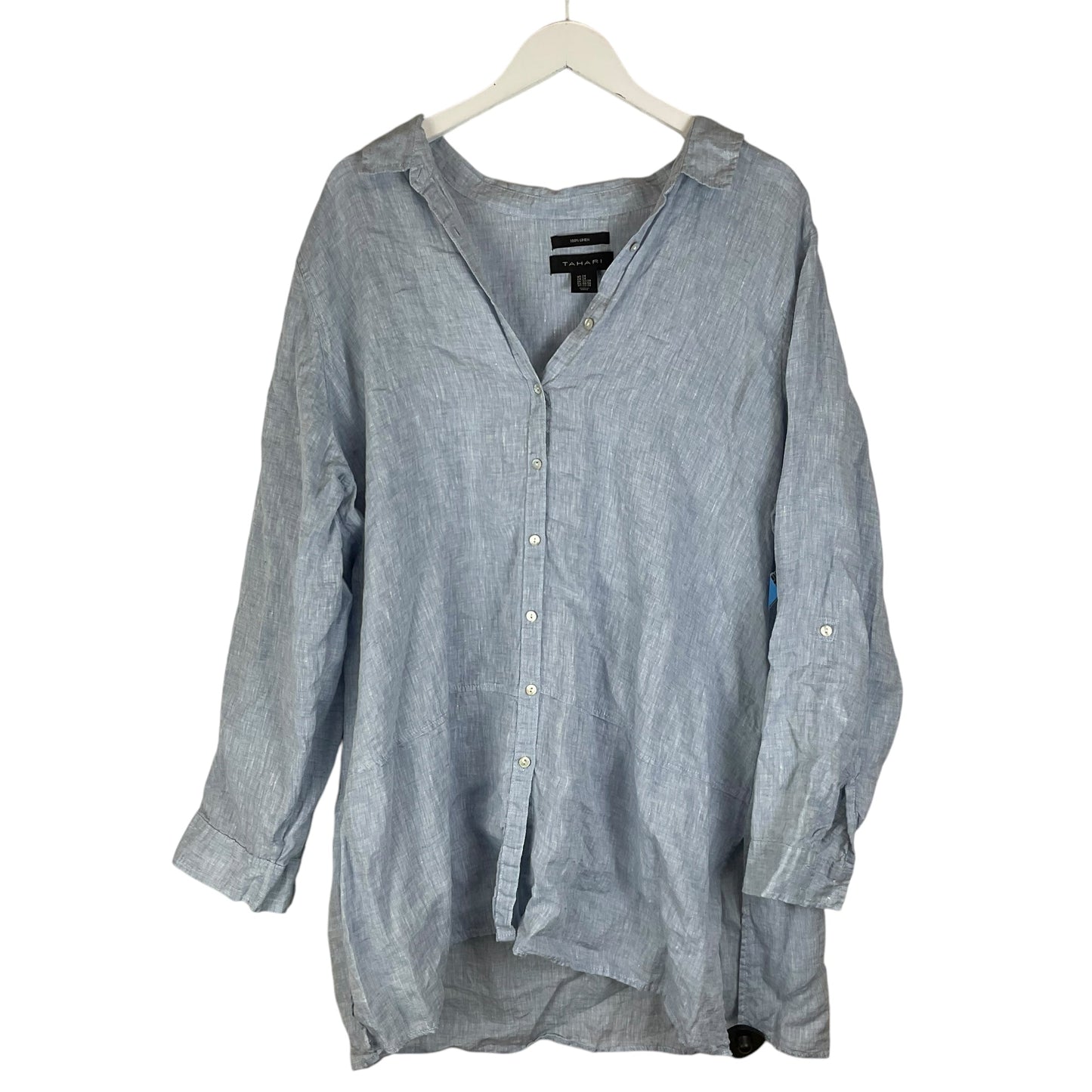 Top Long Sleeve By Tahari By Arthur Levine In Blue, Size: 2x