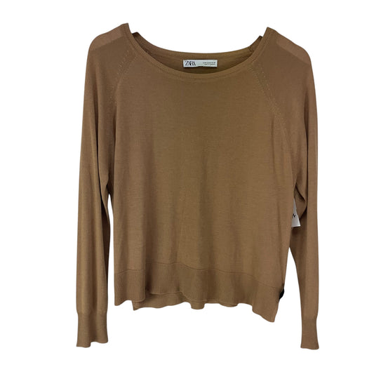 Top Long Sleeve By Zara In Tan, Size: M