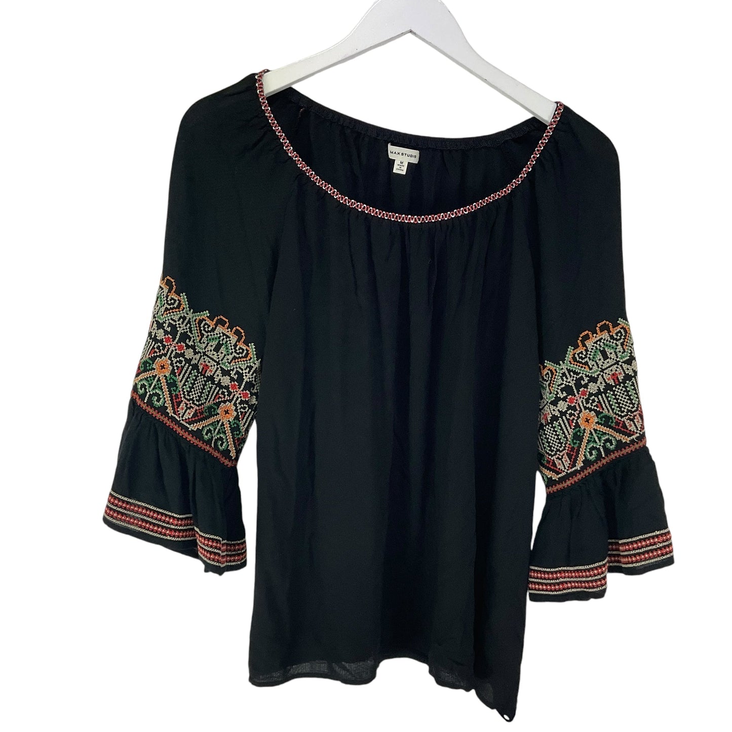 Top 3/4 Sleeve By Max Studio In Black, Size: M