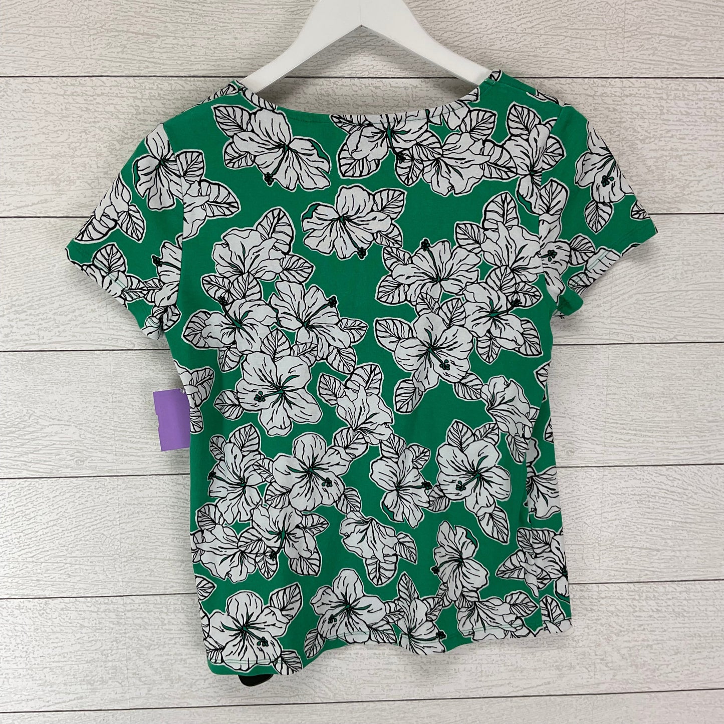 Green & White Top Short Sleeve Rafaella, Size M