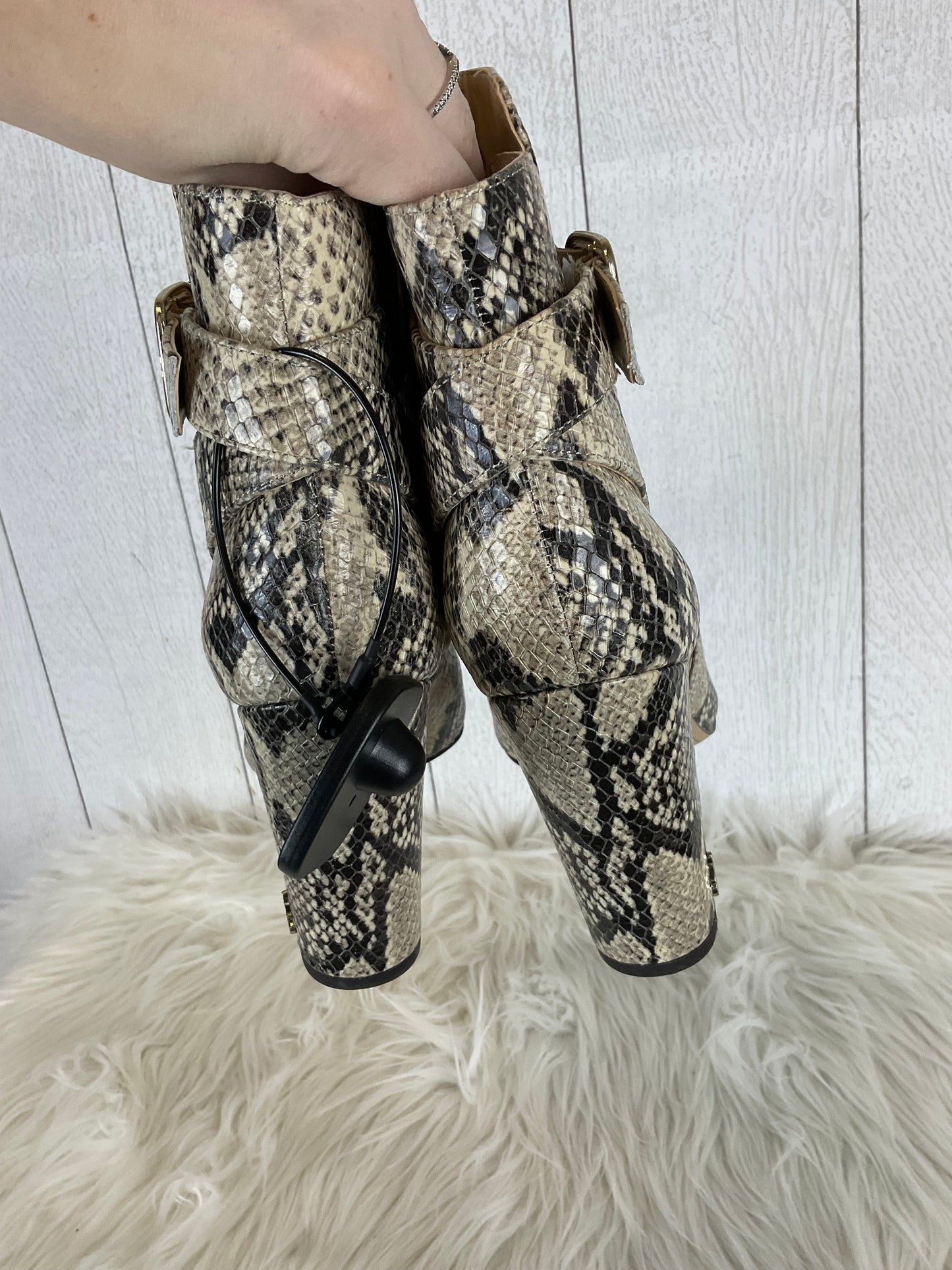 Boots Ankle Heels By Sam Edelman In Snakeskin Print, Size: 7.5