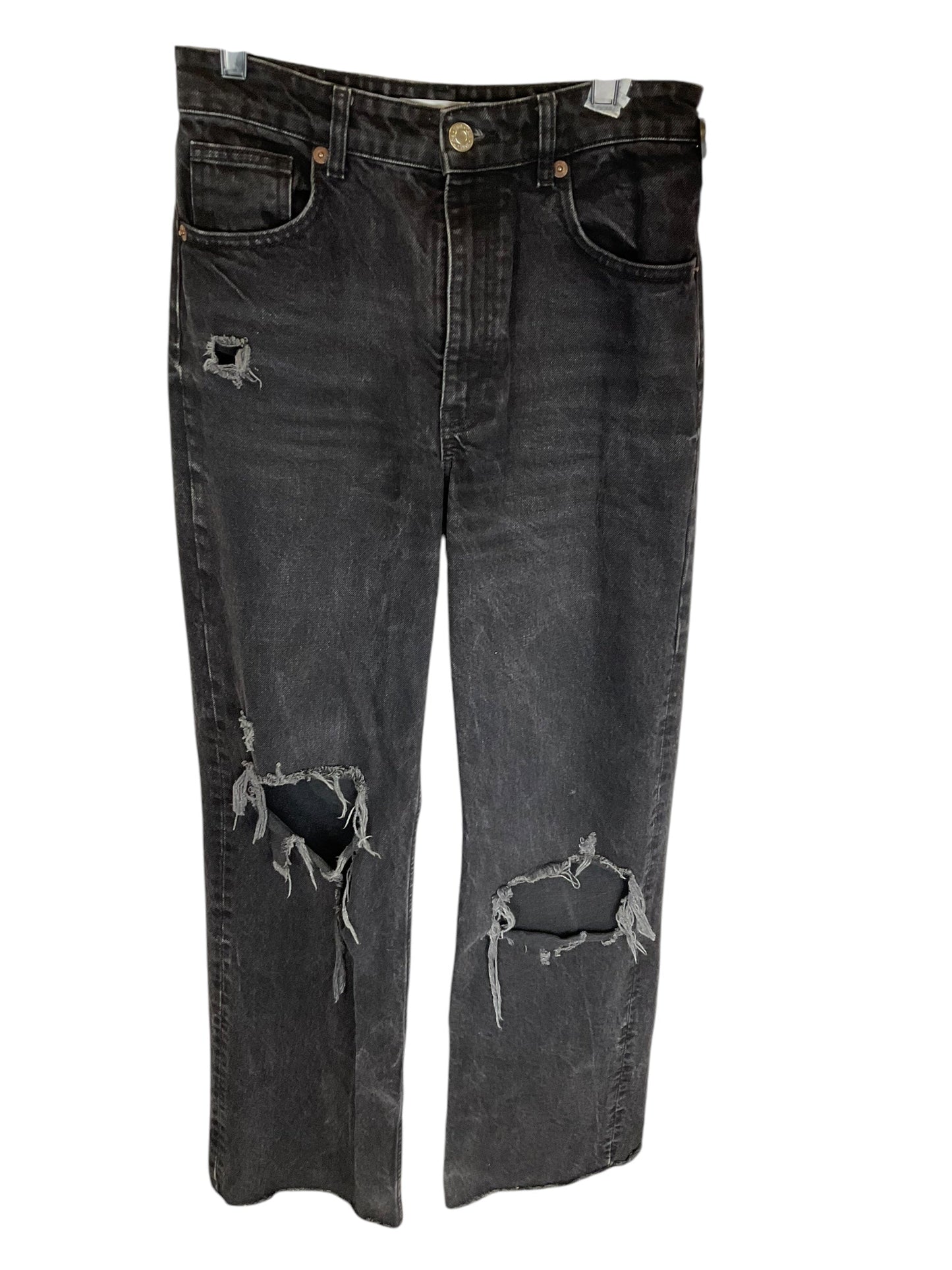 Jeans Straight By Zara In Black Denim, Size: 6