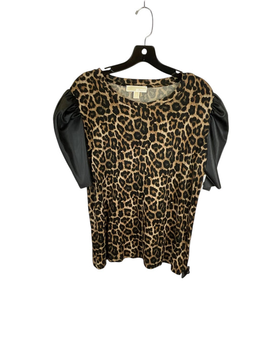 Top Short Sleeve Designer By Michael By Michael Kors In Animal Print, Size: Xl