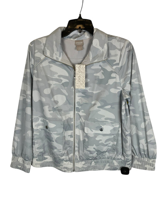 Jacket Windbreaker By Chicos In Grey, Size: M