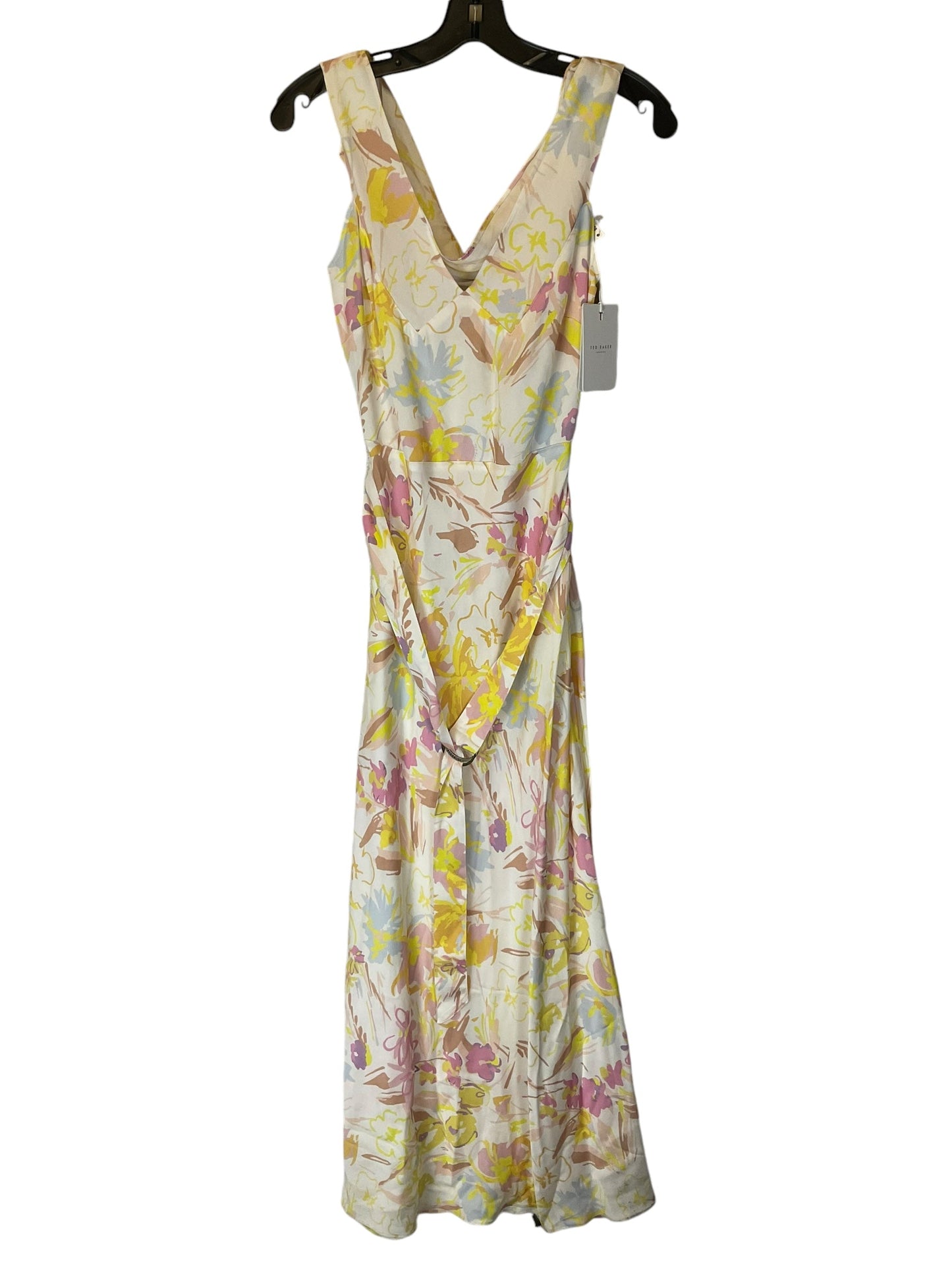 Dress Casual Maxi By Ted Baker In White & Yellow, Size: 0