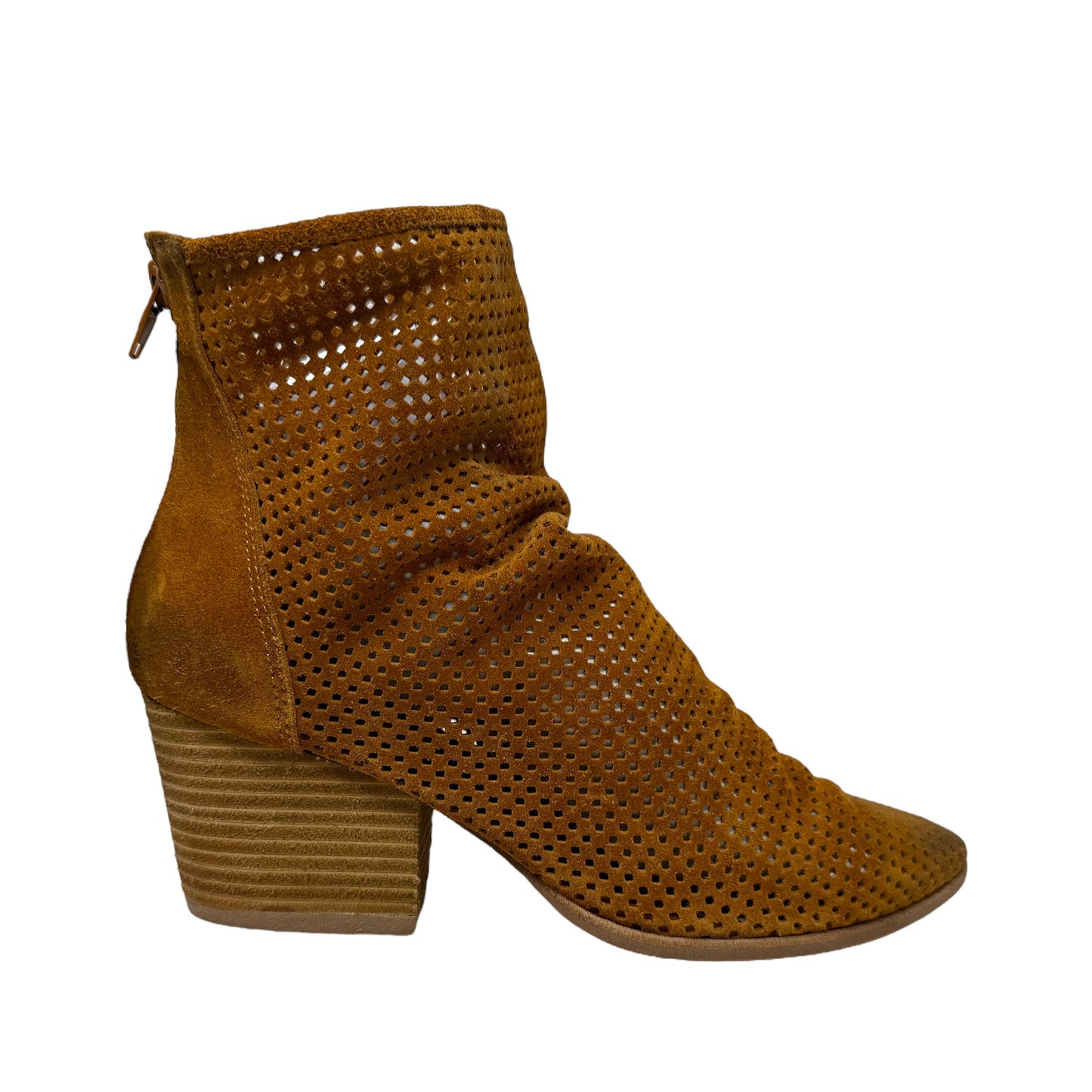 Jenelle Suede Perforated Bootie By Jeffery Campbell In Brown, Size: 9