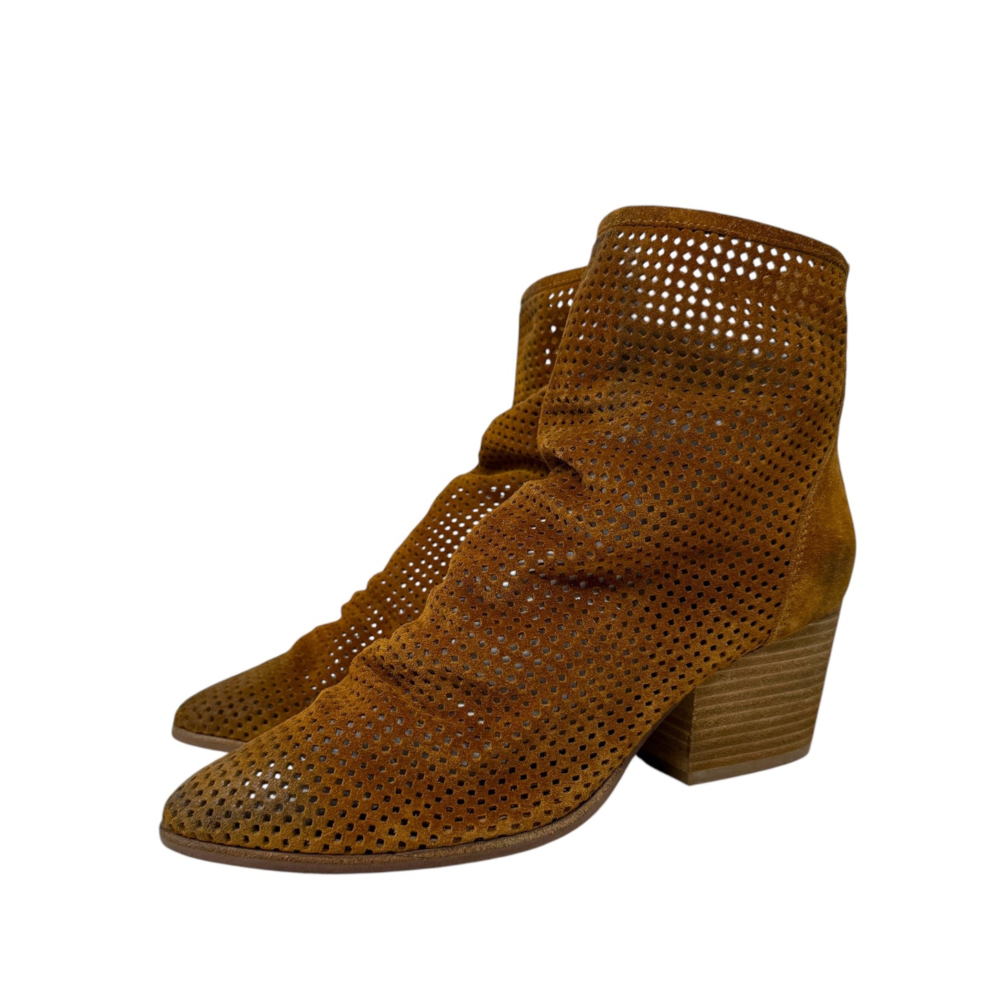 Jenelle Suede Perforated Bootie By Jeffery Campbell In Brown, Size: 9