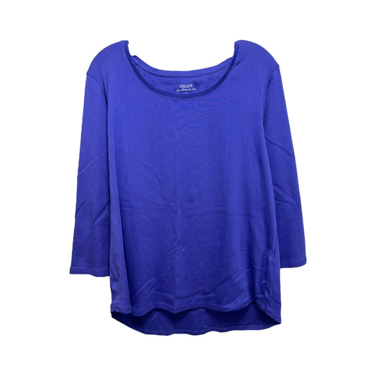 Top 3/4 Sleeve By Chicos In Purple, Size: 16