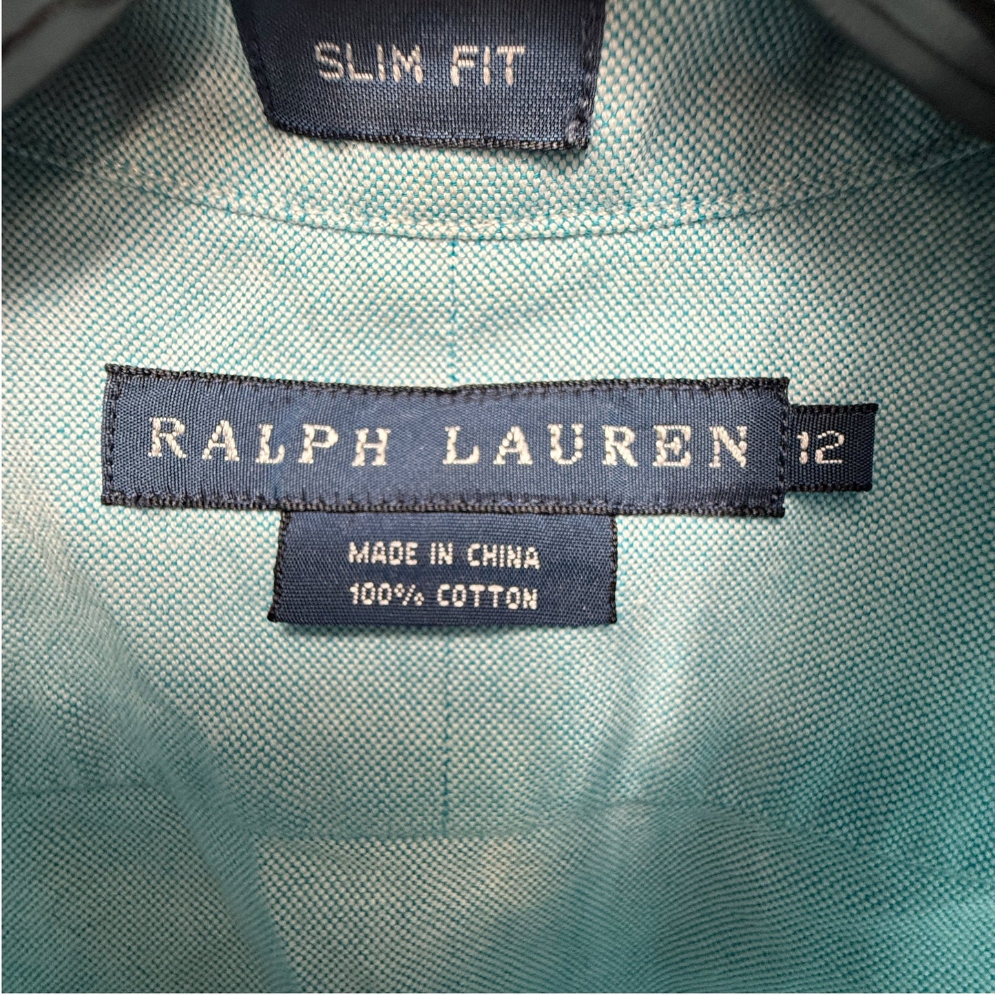 Slim Fit Button Down Shirt By Ralph Lauren In Aqua, Size: 12