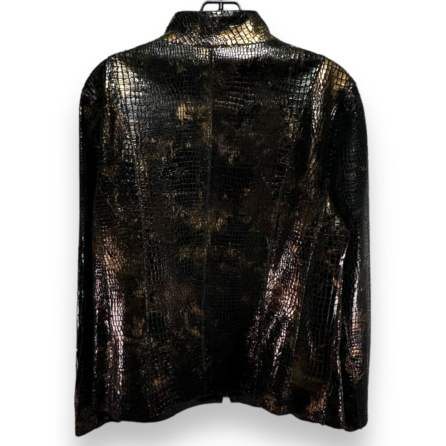 Jacket Leather By Chicos In Snakeskin Print, Size: L