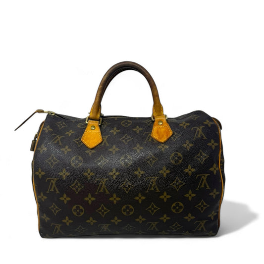 Speedy 30 Monogram Canvas Satchel Luxury Designer By Louis Vuitton, Size: Medium