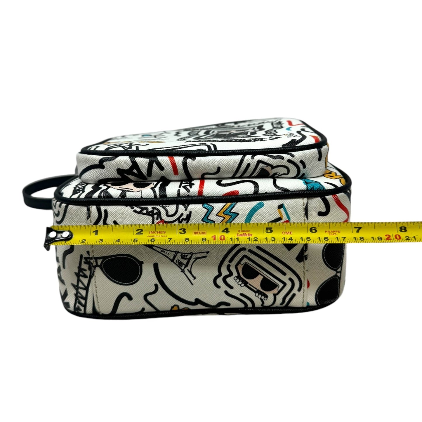 Paris Graffiti Crossbody Designer By Karl Lagerfeld, Size: Small