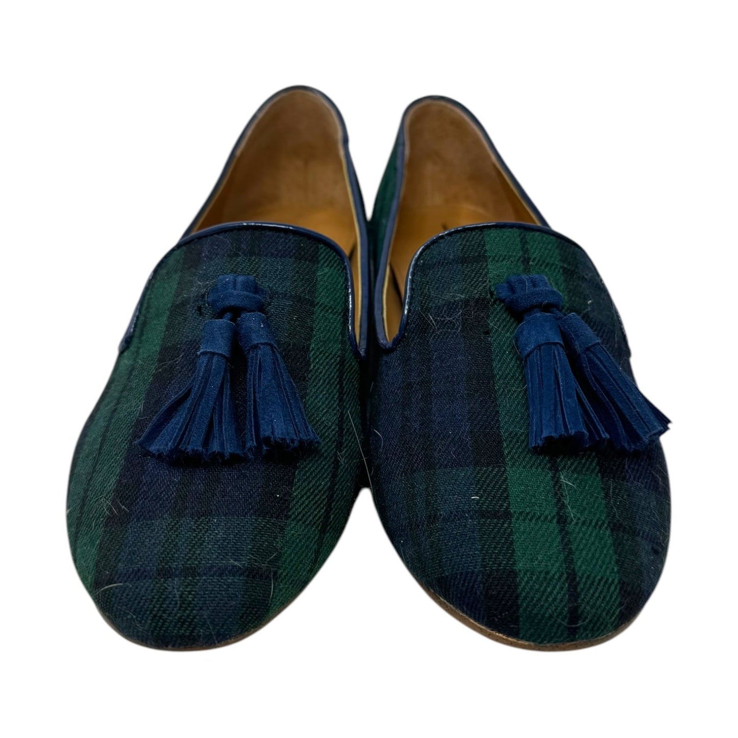 Tassel Smoking Loafers By J. Crew In Black Watch Plaid, Size: 6.5