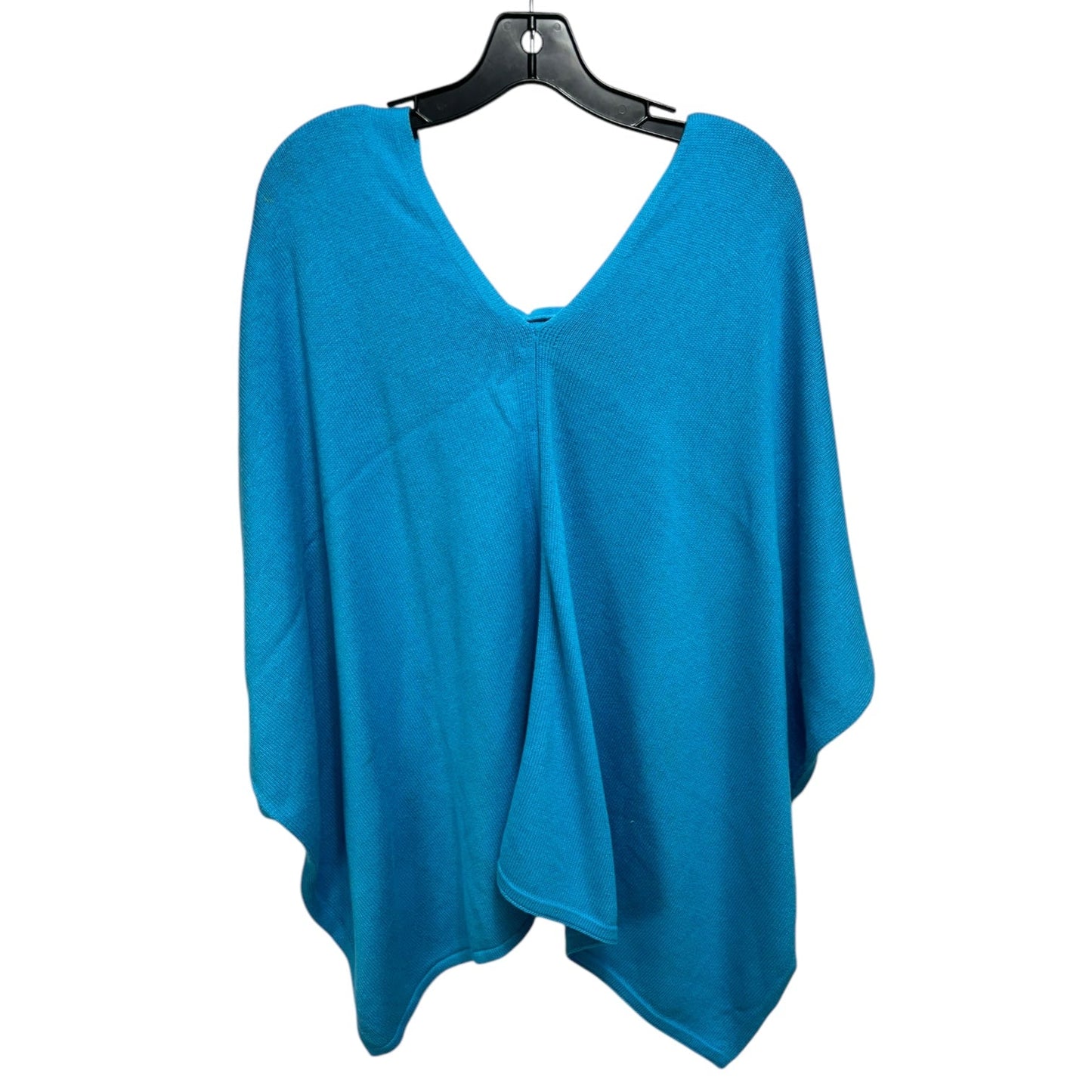 Cotton Cashmere Blend Poncho By Caroline Grace In Aqua, Size: Osfm