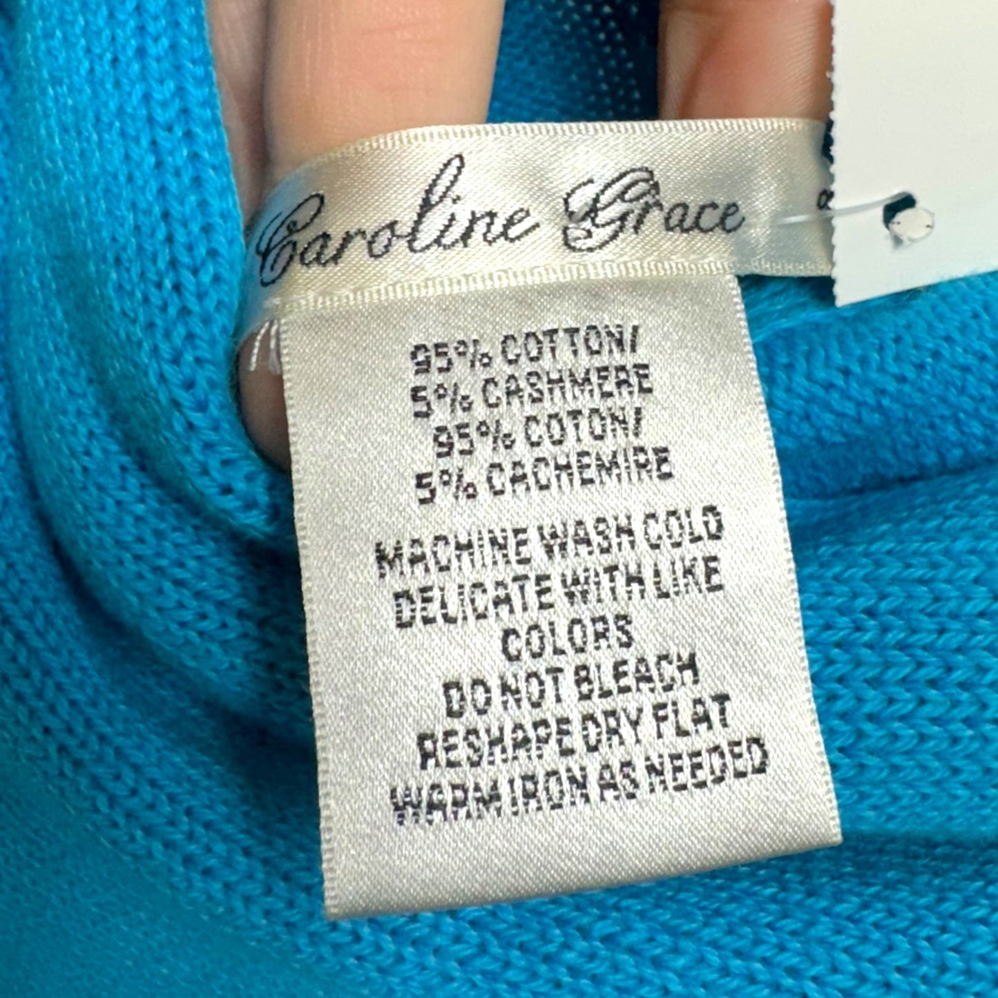 Cotton Cashmere Blend Poncho By Caroline Grace In Aqua, Size: Osfm