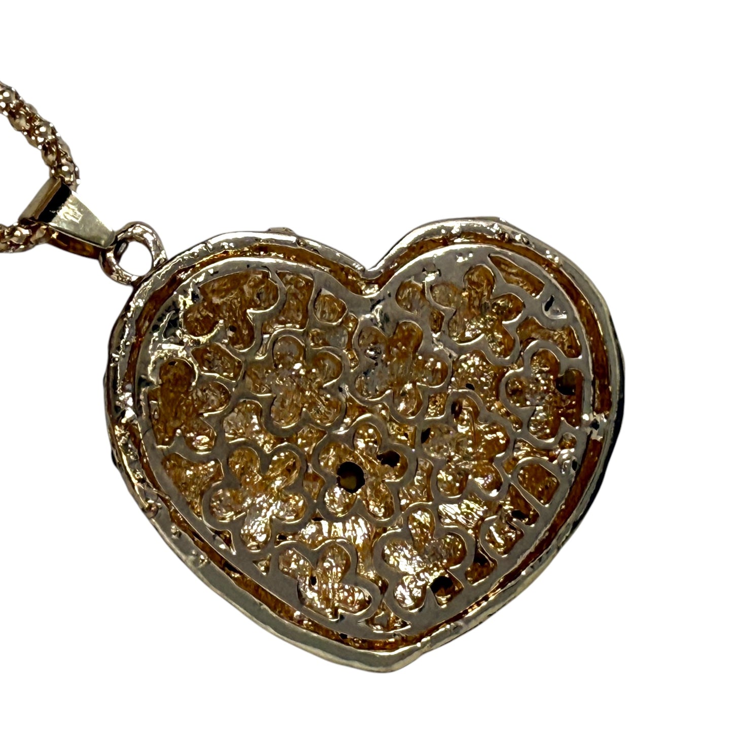 Inlaid Crystals & Enamel Heart Love Pendant Necklace By Betsey Johnson