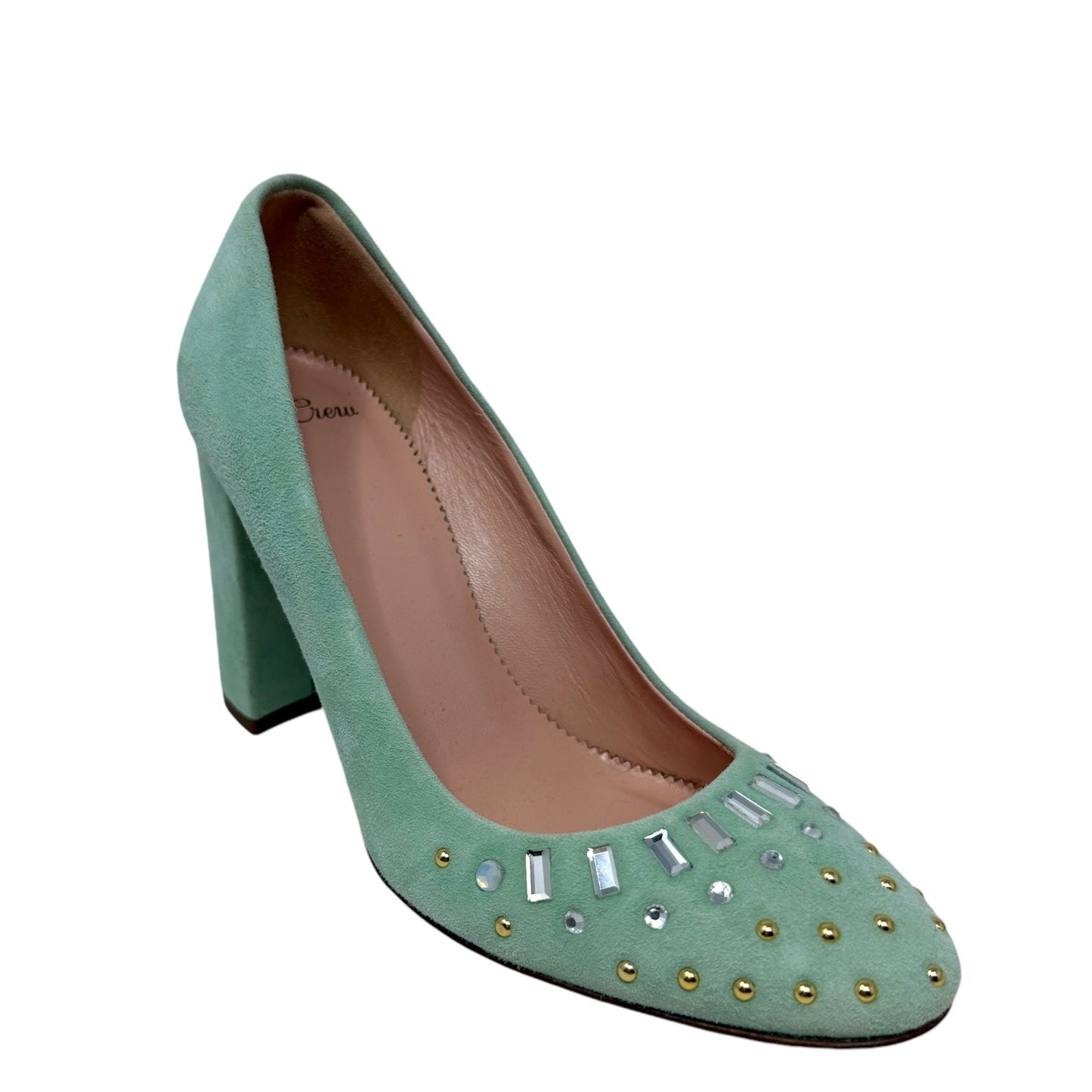 Suede Bell Pump with Jewels By J. Crew In Warm Aqua, Size: 6