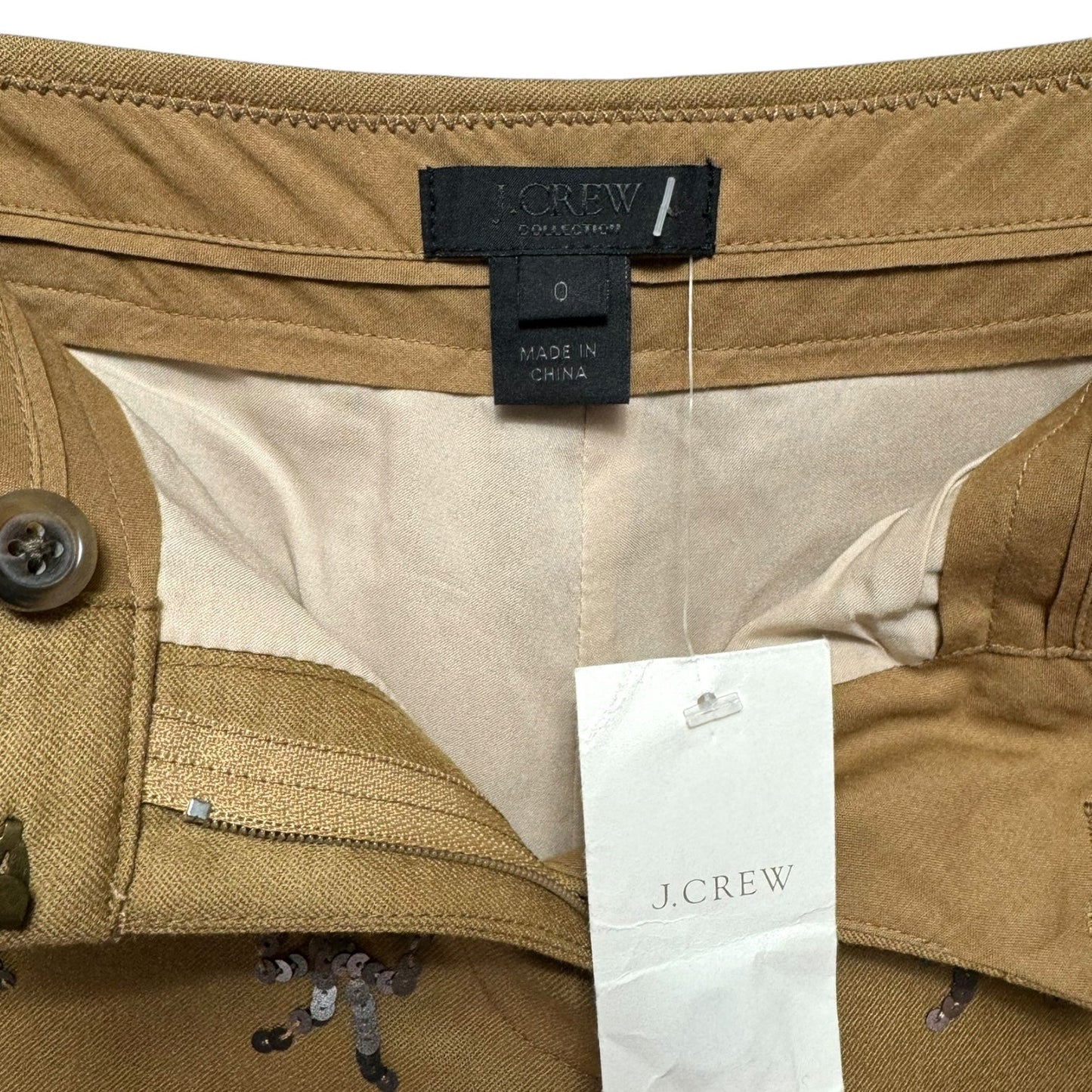 Wool Embellished Sequin Bow Pants By J. Crew Collection In Tan, Size: 0