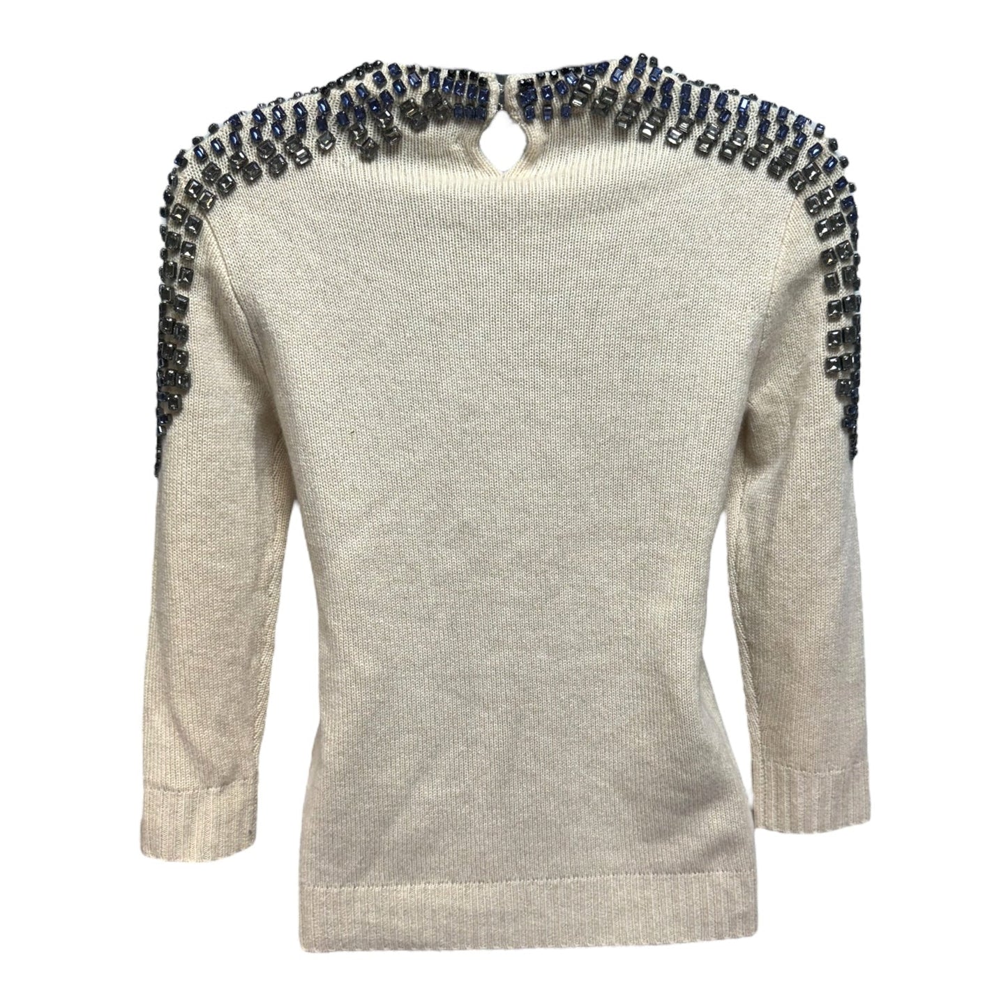 Cashmere Jeweled Shoulder Sweater By J. Crew Collection In Cream, Size: XS