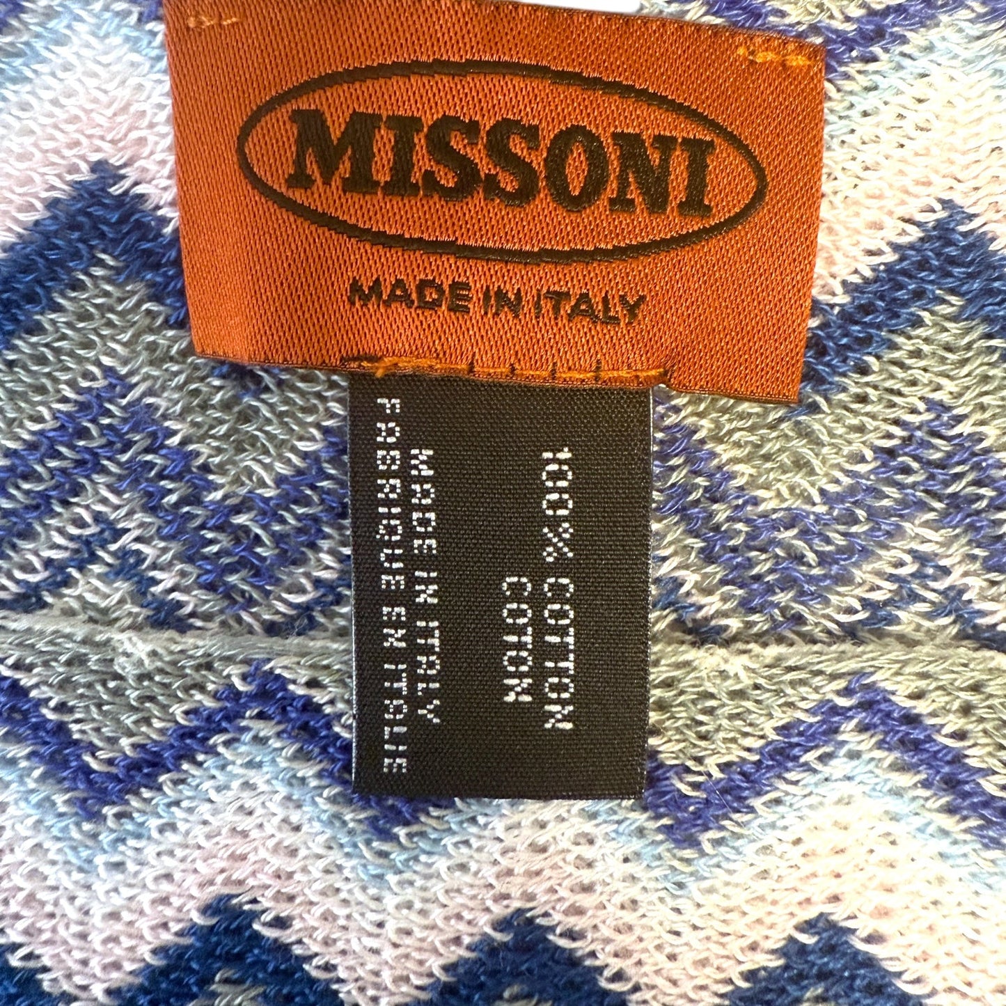 Fringe Trimmed Cotton Poncho Luxury Designer By Missoni In Multi-colored Chevron Print, Size: Osfm