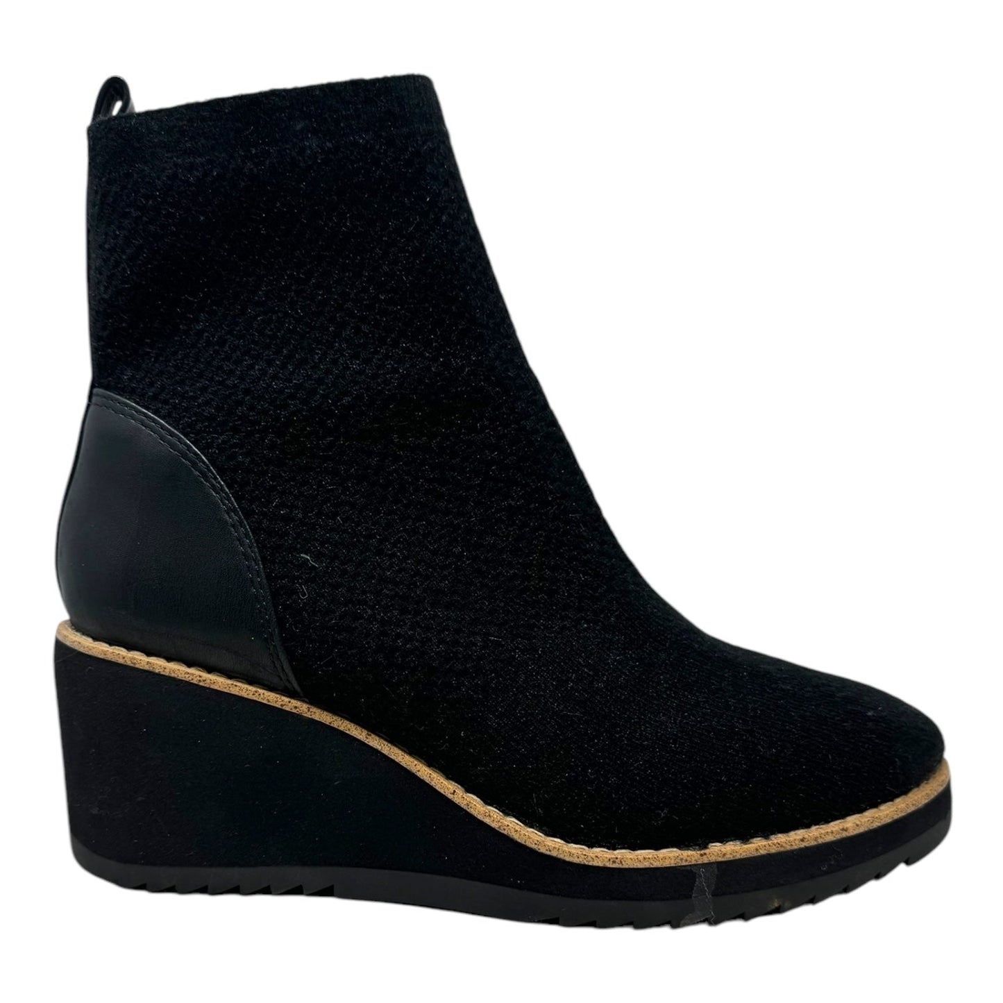 Elaina Knit Wedge Boots Ankle Heels By Sofft In Black, Size: 7.5