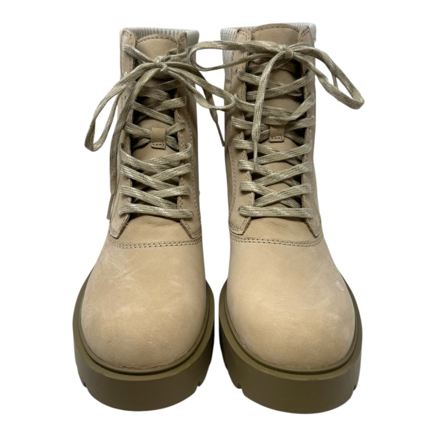 Ballard Lace Up Boots Designer By Ugg In Beige, Size: 6.5