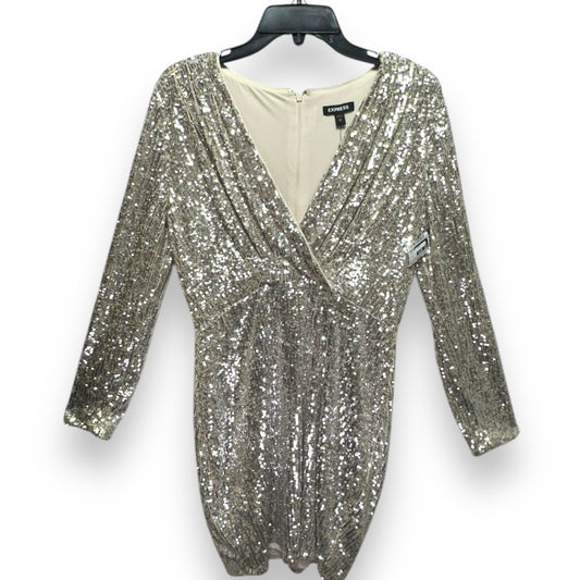 Sequin Mini Party Dress By Express In Silver, Size: M