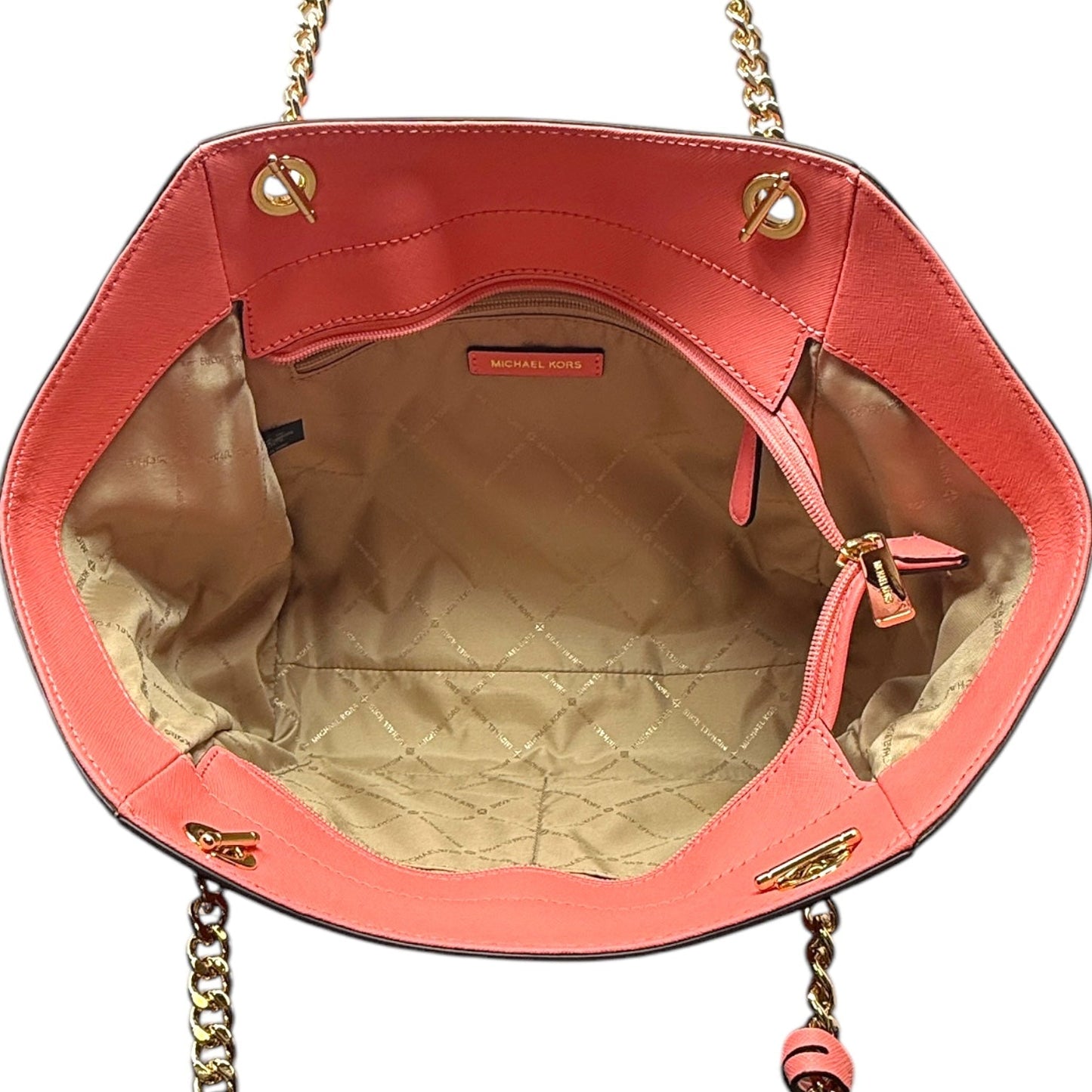 Jet Set Saffiano Leather Shoulder Bag By Michael By Michael Kors In Grapefruit, Size: Medium