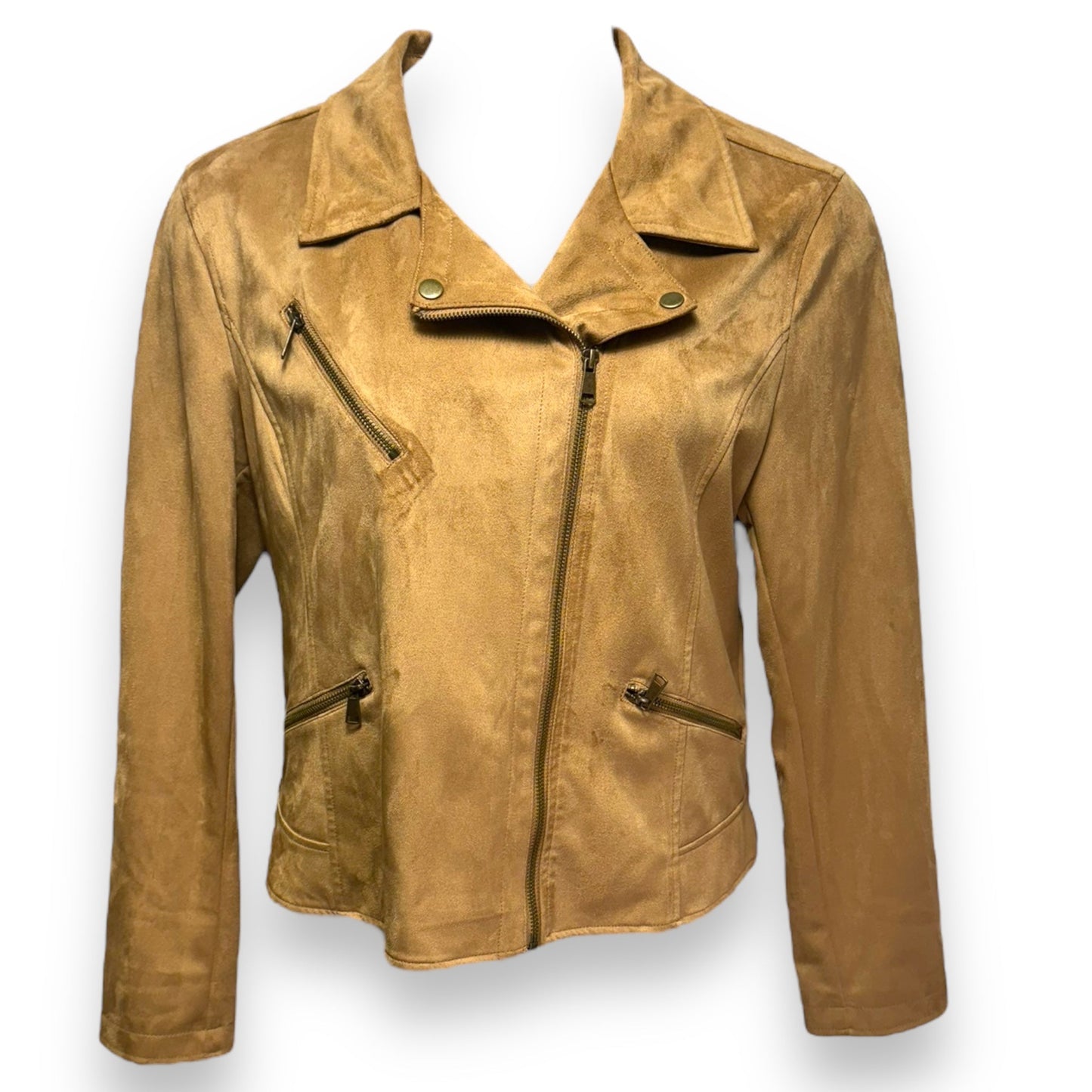 Leather Moto Jacket By Anthropologie In Tan, Size: XL