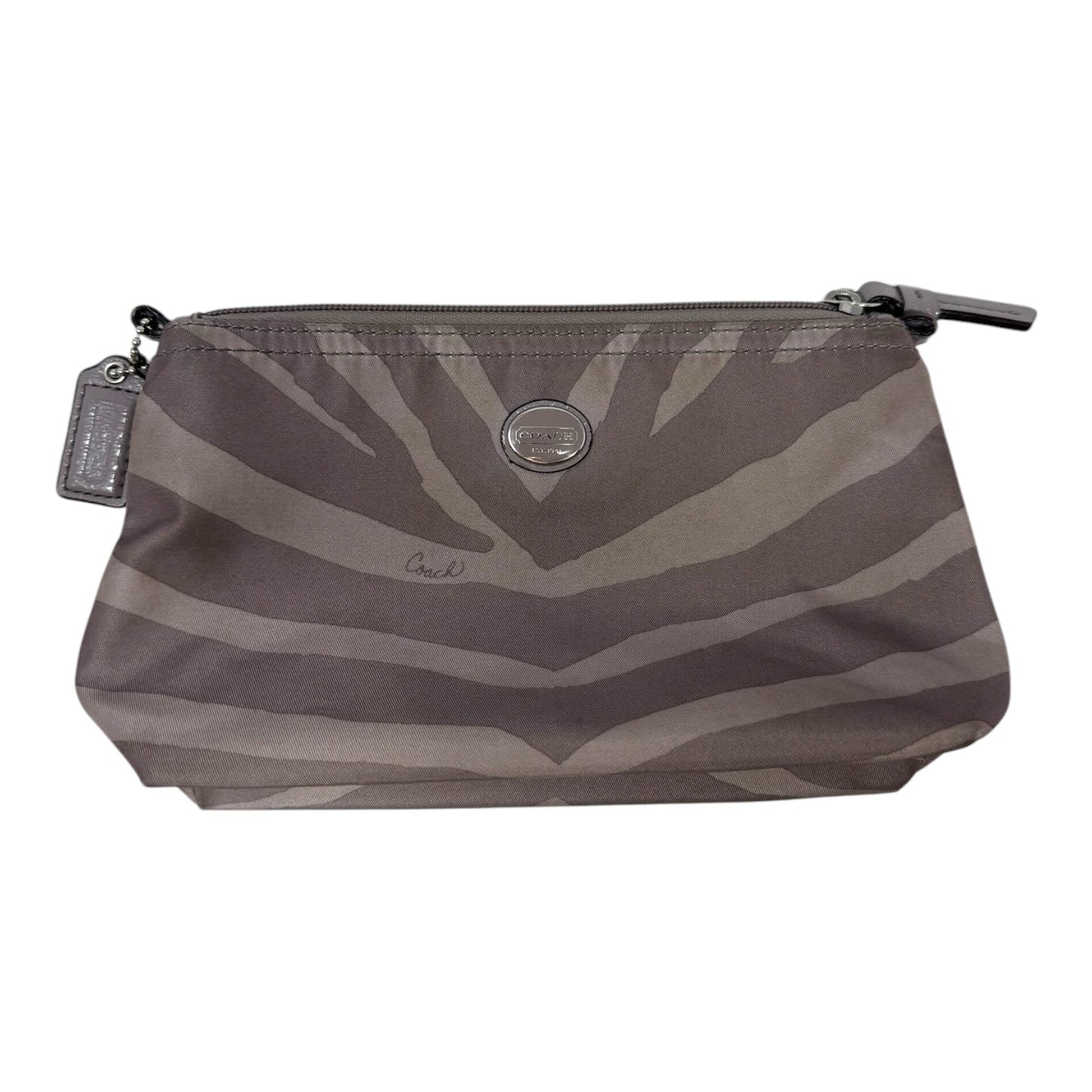 Zebra Zip Pouch Designer By Coach, Size: Small