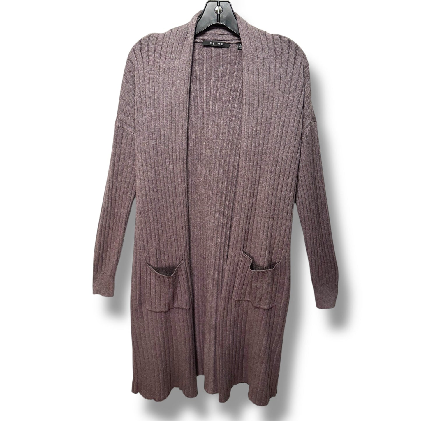 Sweater Cardigan By Cyrus Knits In Taupe, Size: M