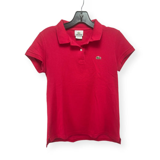 Red Top Short Sleeve Designer Lacoste, Size 6