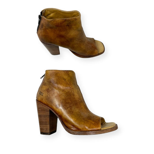 Onset Peep Toe Bootie in Cognac Bed Stu, Size 9