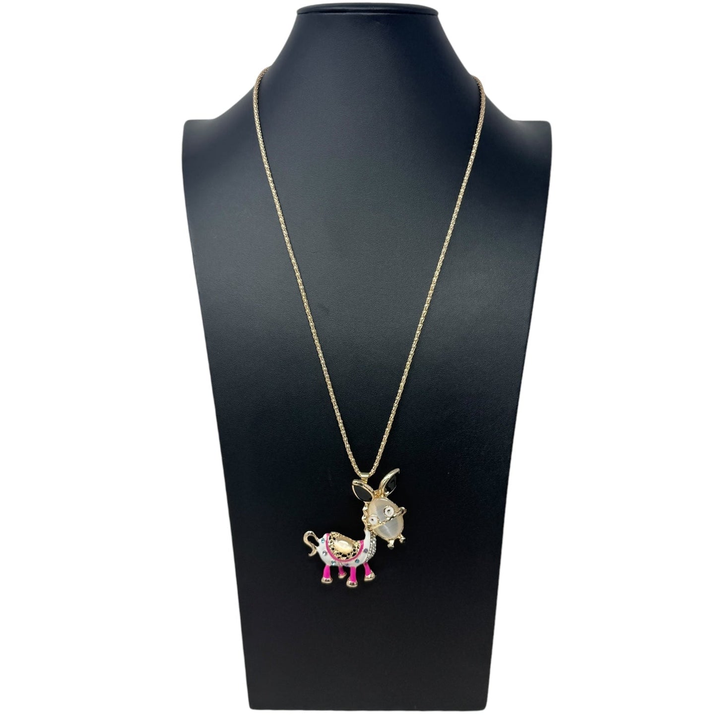 Crystal & Enamel Donkey Pendant Necklace By Betsey Johnson