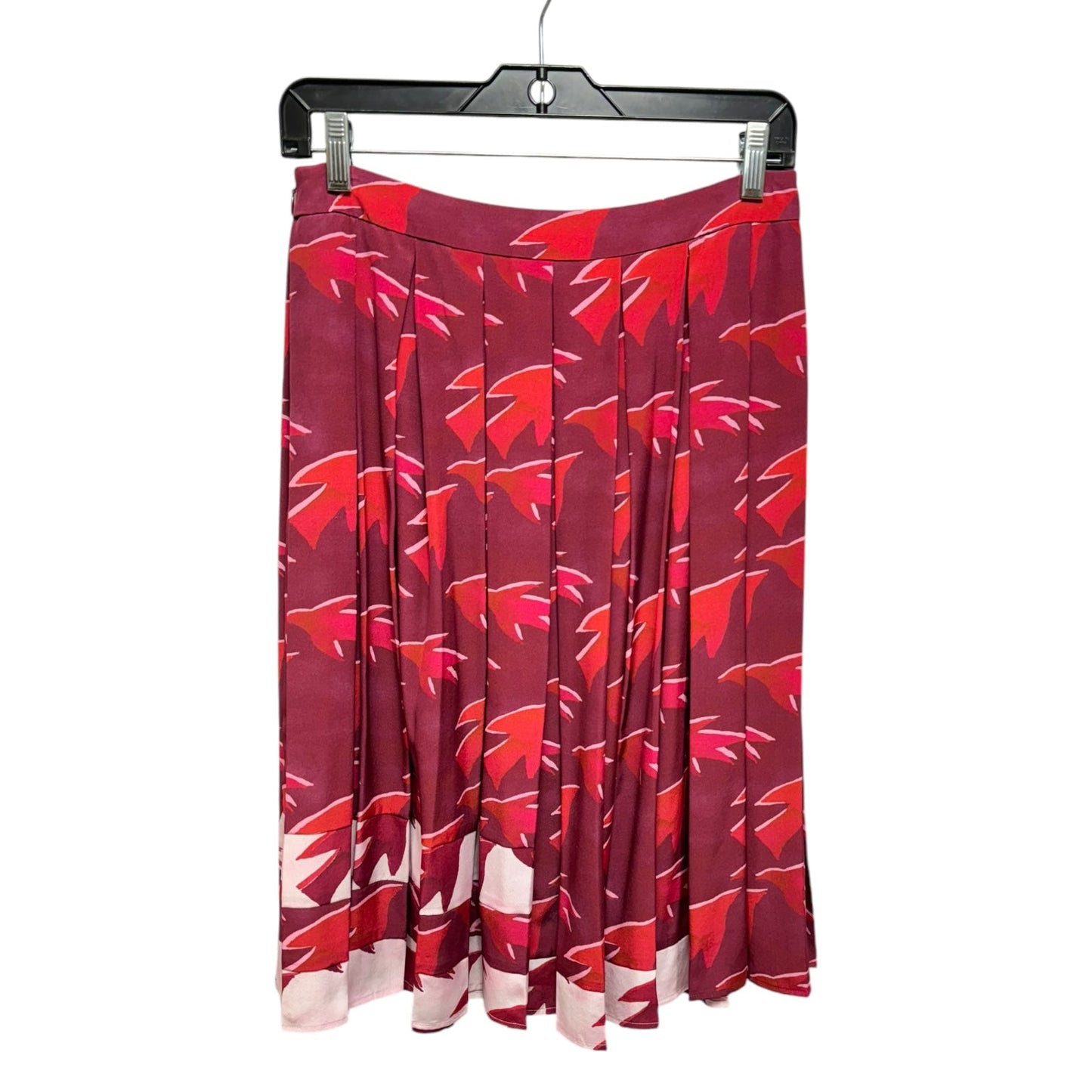 Celia Sparrow Print Silk Skirt Designer By Elle Sasson In Red, Size: 6