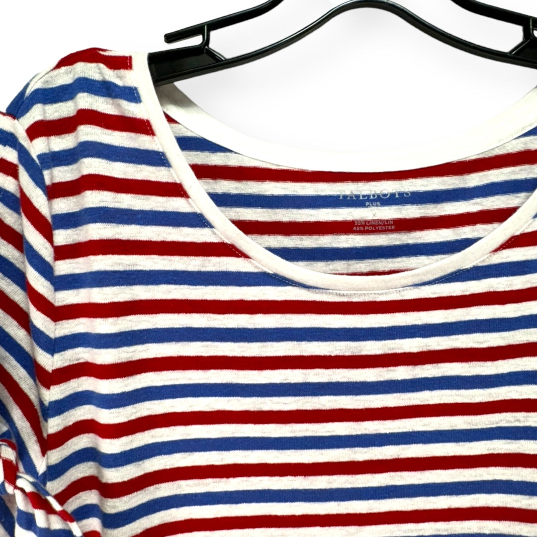 Red White Blue Top Short Sleeve Talbots, Size Xl