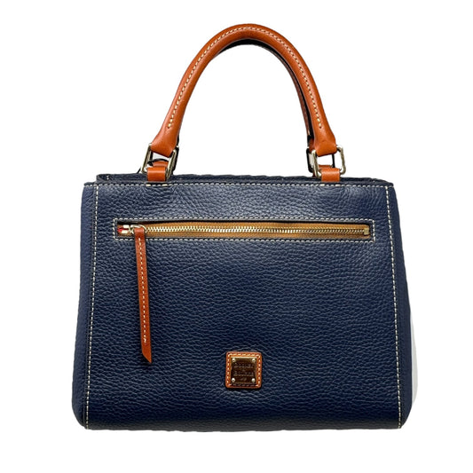 Pebble Grain Leather Zip Satchel Bag Designer By Dooney And Bourke In Midnight Blue, Size: Small