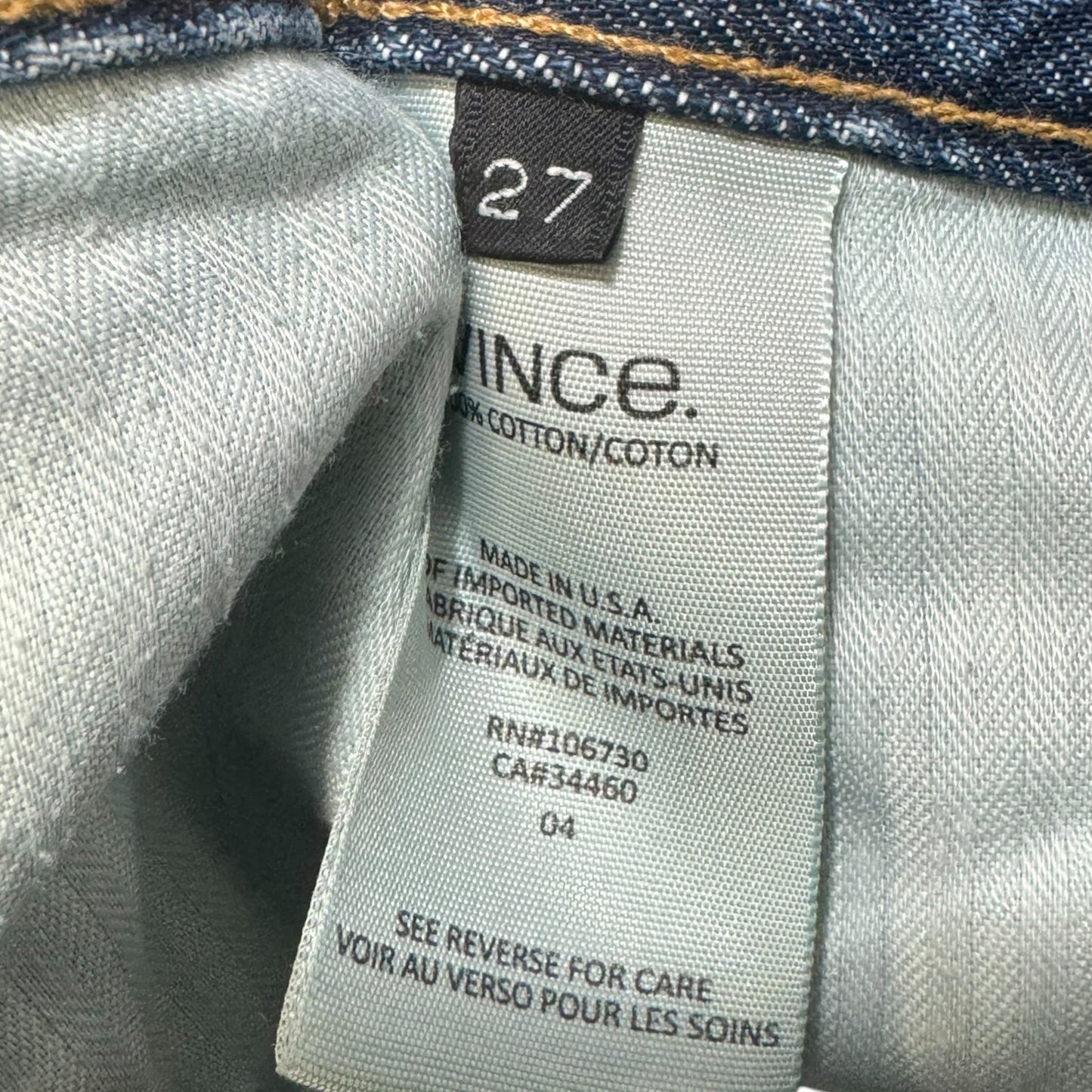 Jeans Skinny By Vince In Blue Denim, Size: 4