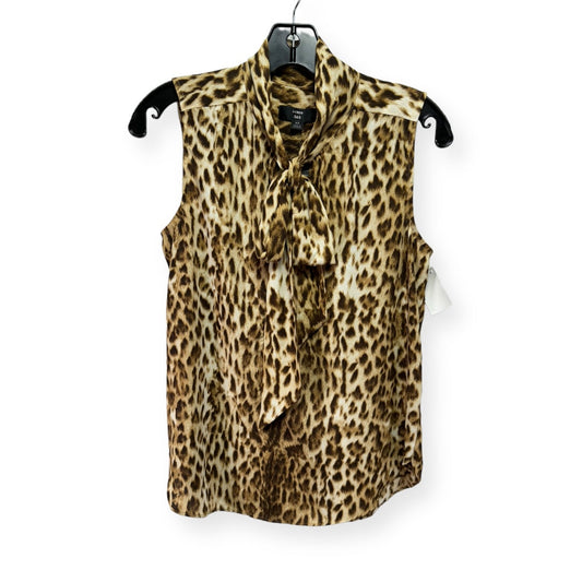 Tie Neck Sleeveless Blouse By J. Crew in Leopard Print, Size XS